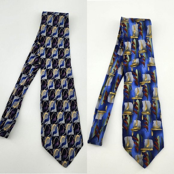 J. Garcia Other - Lot of 2x J. GARCIA Men's Silk Necktie Warthog Glasses Limited Ed. Geometric